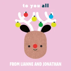 Pod Personalised To You All Family Cute Reindeer Christmas Card