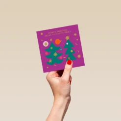 Pod Personalised From All Of Us Family Festive Trees Christmas Card -Pod Shop F3006052 hand S