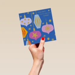 Pod Personalised To Both Of You Baubles Christmas Card 9 Pod Personalised To Both Of You Baubles Christmas Card -Pod Shop F3006053 hand L