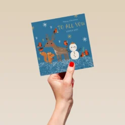 Pod Personalised To All Of You Cute Woodland Animals Christmas Card -Pod Shop F3006055 hand L