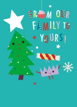Pod Personalised From All Of Us Family Festive Tree Christmas Card
