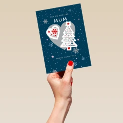 Pod Personalised Mum Heart Tree Christmas Card -Pod Shop F3006061 hand L