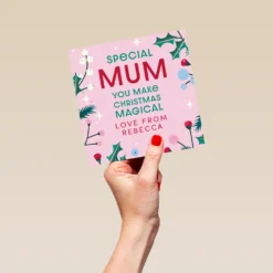 Pod Personalised Special Mum Mistletoe And Holly Christmas Card 9 Pod Personalised Special Mum Mistletoe And Holly Christmas Card -Pod Shop F3006064 hand L