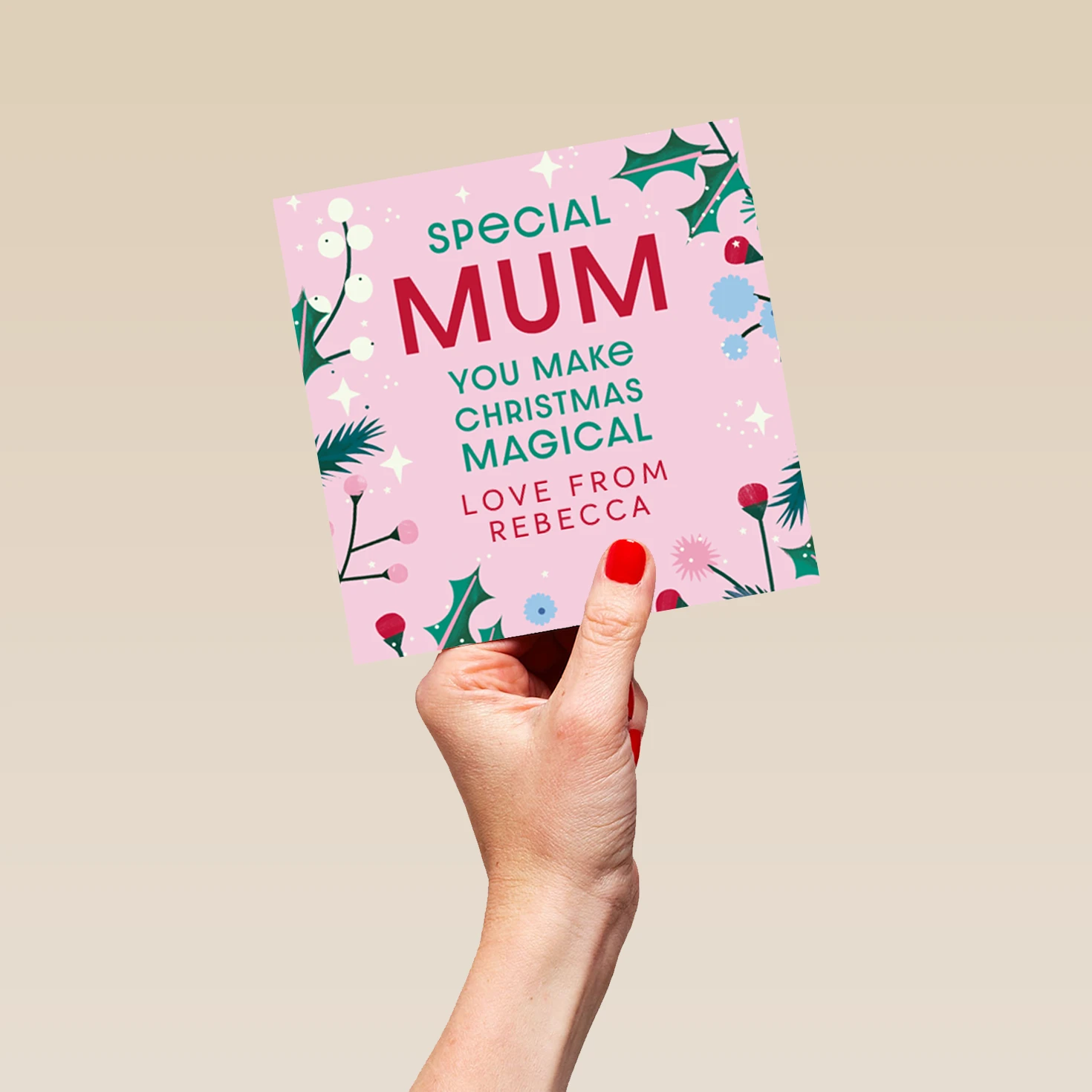 Pod Personalised Special Mum Mistletoe And Holly Christmas Card 5 Pod Personalised Special Mum Mistletoe And Holly Christmas Card - Image 5