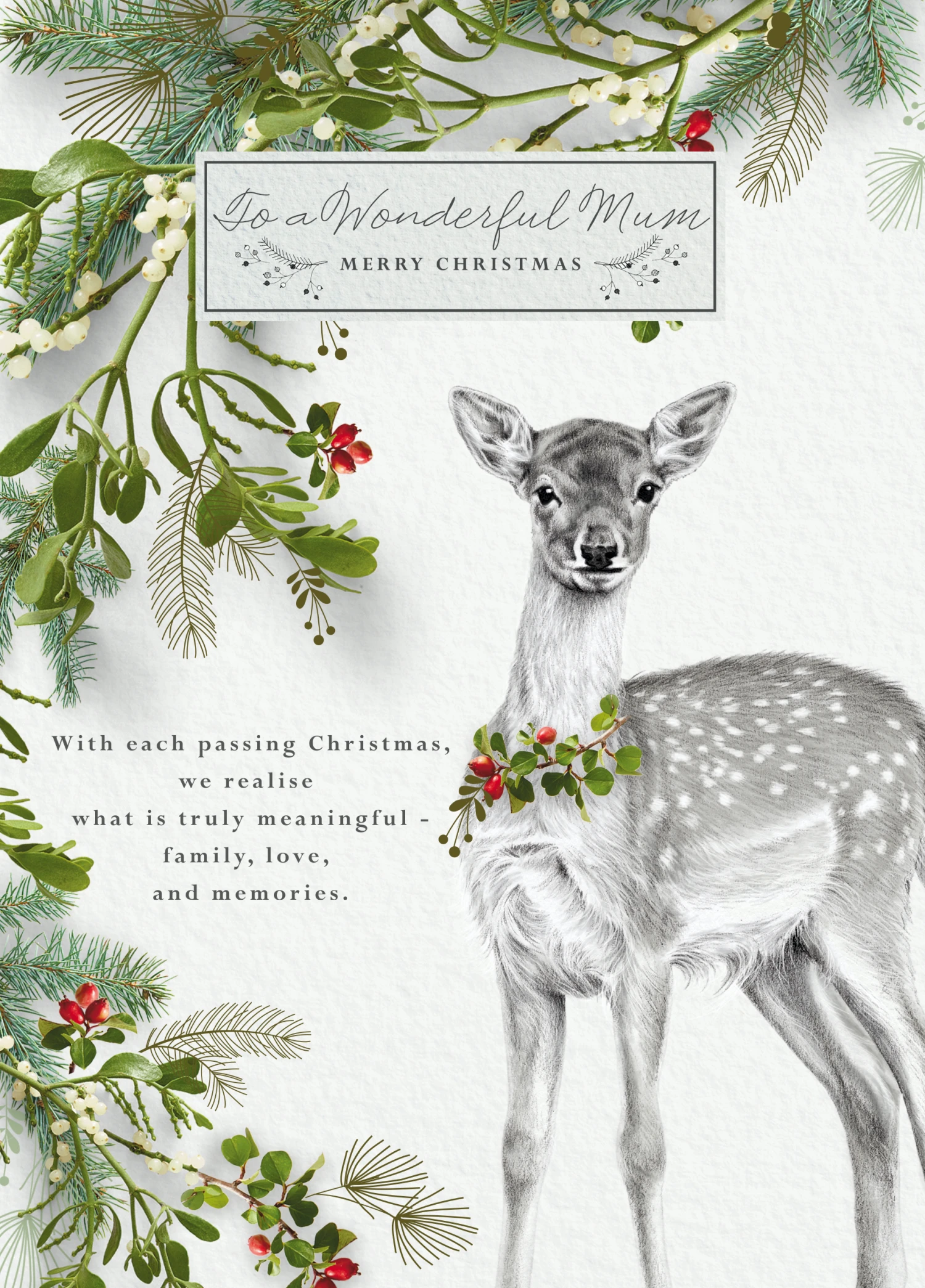 Pod Personalised Mum Deer Heartfelt Verse Christmas Card 1 Pod Personalised Mum Deer Heartfelt Verse Christmas Card