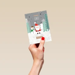Pod Personalised Dad Cute Santa Claus Snowman Christmas Card -Pod Shop F3006073 hand S