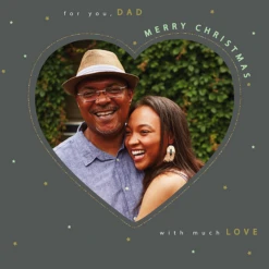 Pod Personalised Dad Heart And Star Photo Upload Christmas Card