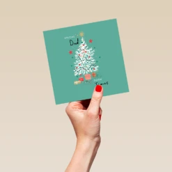 Pod Personalised Dad Illustrated Tree And Gifts Christmas Card -Pod Shop F3006075 hand L