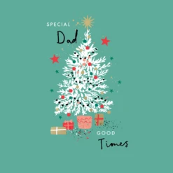 Pod Personalised Dad Illustrated Tree And Gifts Christmas Card