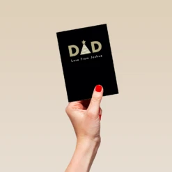 Pod Personalised Dad Gold & Black Text With Icons Christmas Card -Pod Shop F3006077 hand S