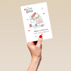 Pod Personalised Dad Forever Friends Snoozing Bear Christmas Card -Pod Shop F3006078 hand L