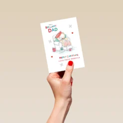 Pod Personalised Dad Forever Friends Snoozing Bear Christmas Card -Pod Shop F3006078 hand S
