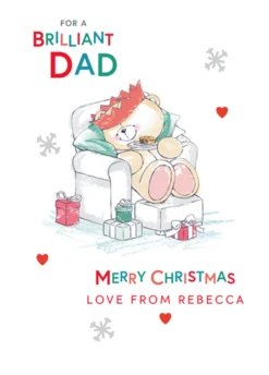 Pod Personalised Dad Forever Friends Snoozing Bear Christmas Card