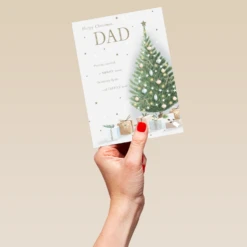 Pod Personalised Dad Illustrated Festive Tree Verse Christmas Card -Pod Shop F3006081 hand L