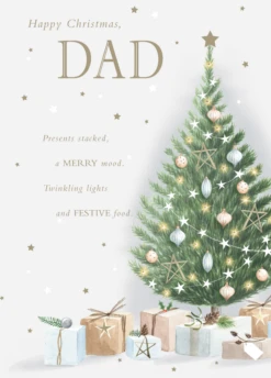 Pod Personalised Dad Illustrated Festive Tree Verse Christmas Card