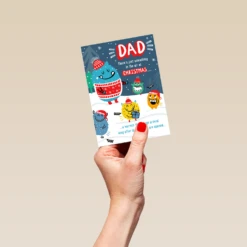 Pod Personalised Dad Funny Monsters Snow Christmas Card -Pod Shop F3006082 hand S
