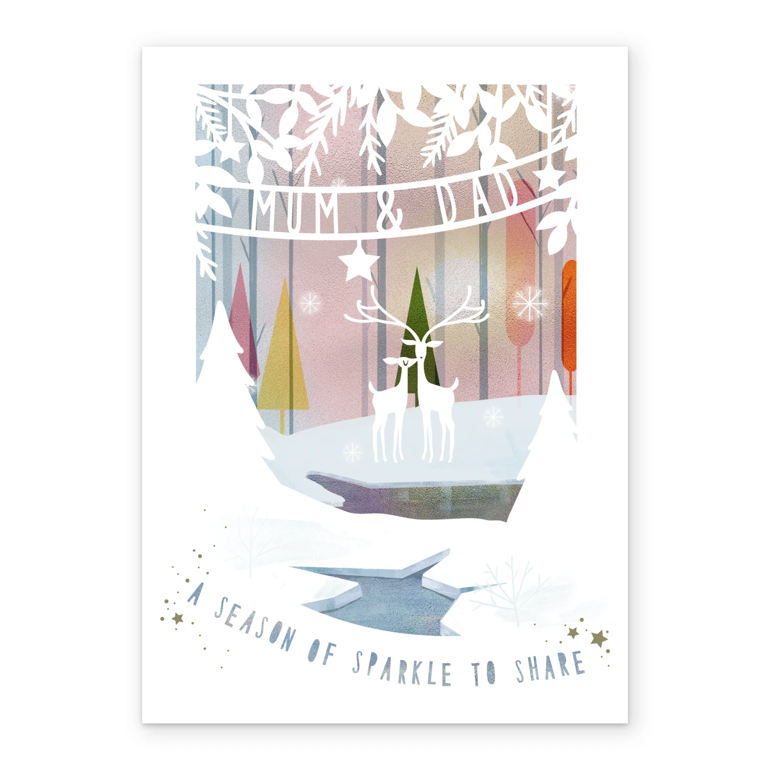 Pod Personalised Mum And Dad Woodland Deer & Tree Christmas Card 2 Pod Personalised Mum And Dad Woodland Deer & Tree Christmas Card - Image 2