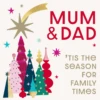 Pod Personalised Mum & Dad Family Times Colourful Trees Christmas Card