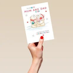 Pod Personalised Mum & Dad Forever Friends Cute Christmas Card -Pod Shop F3006085 hand L