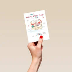 Pod Personalised Mum & Dad Forever Friends Cute Christmas Card -Pod Shop F3006085 hand S