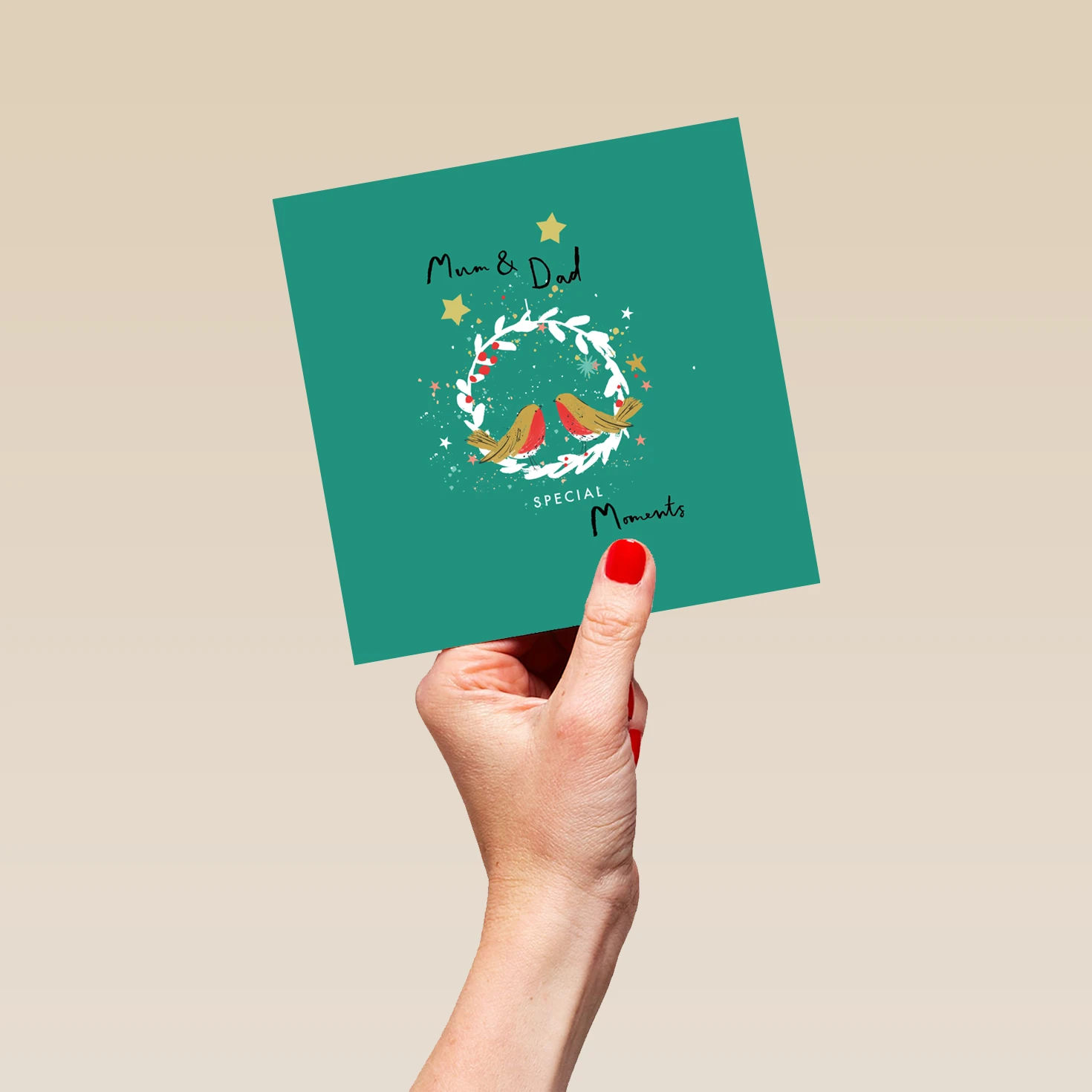 Pod Personalised Mum & Dad Illustrated Robins And Wreath Christmas Card 5 Pod Personalised Mum & Dad Illustrated Robins And Wreath Christmas Card - Image 5