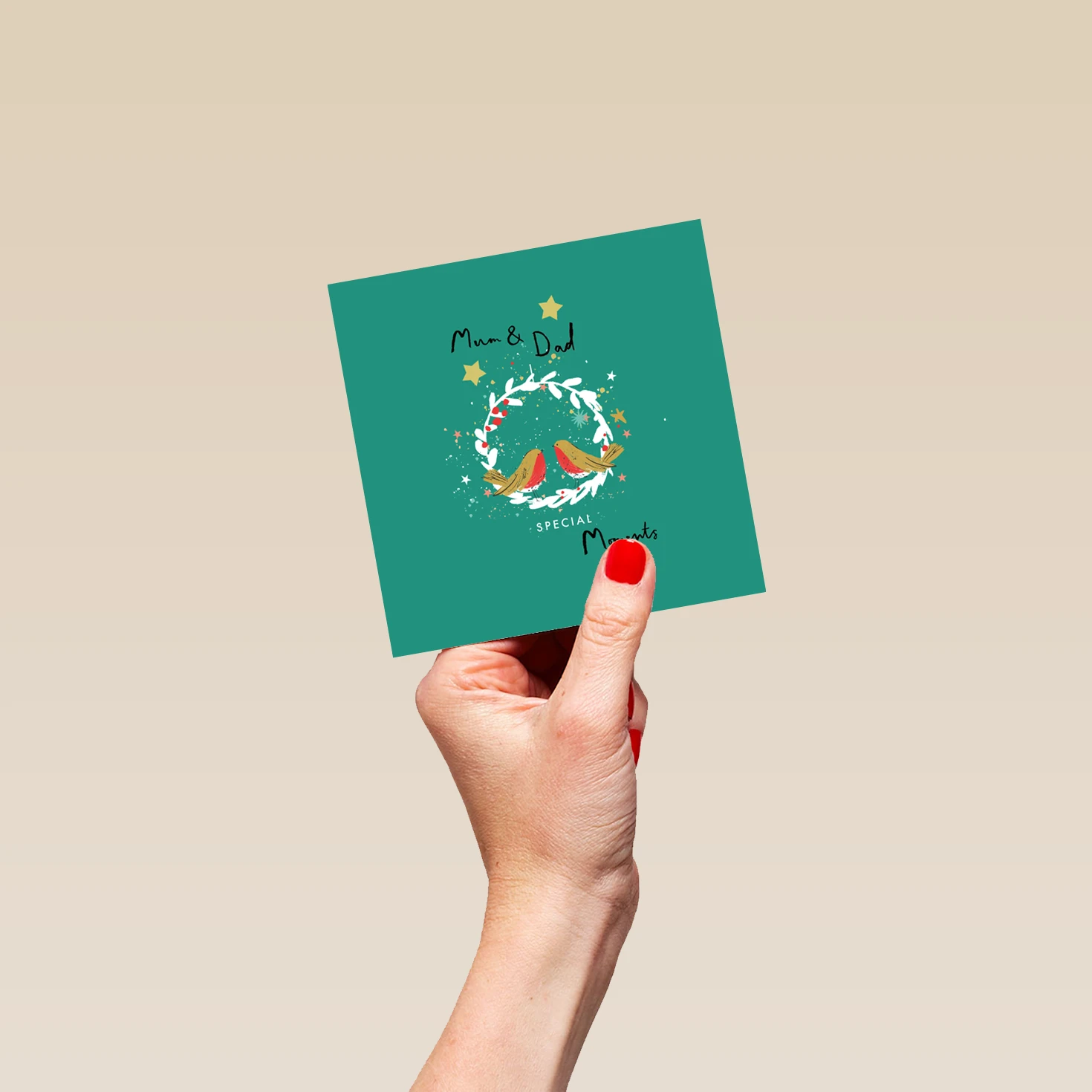 Pod Personalised Mum & Dad Illustrated Robins And Wreath Christmas Card 4 Pod Personalised Mum & Dad Illustrated Robins And Wreath Christmas Card - Image 4