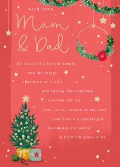 Pod Personalised Mum And Dad Heartfelt Christmas Card
