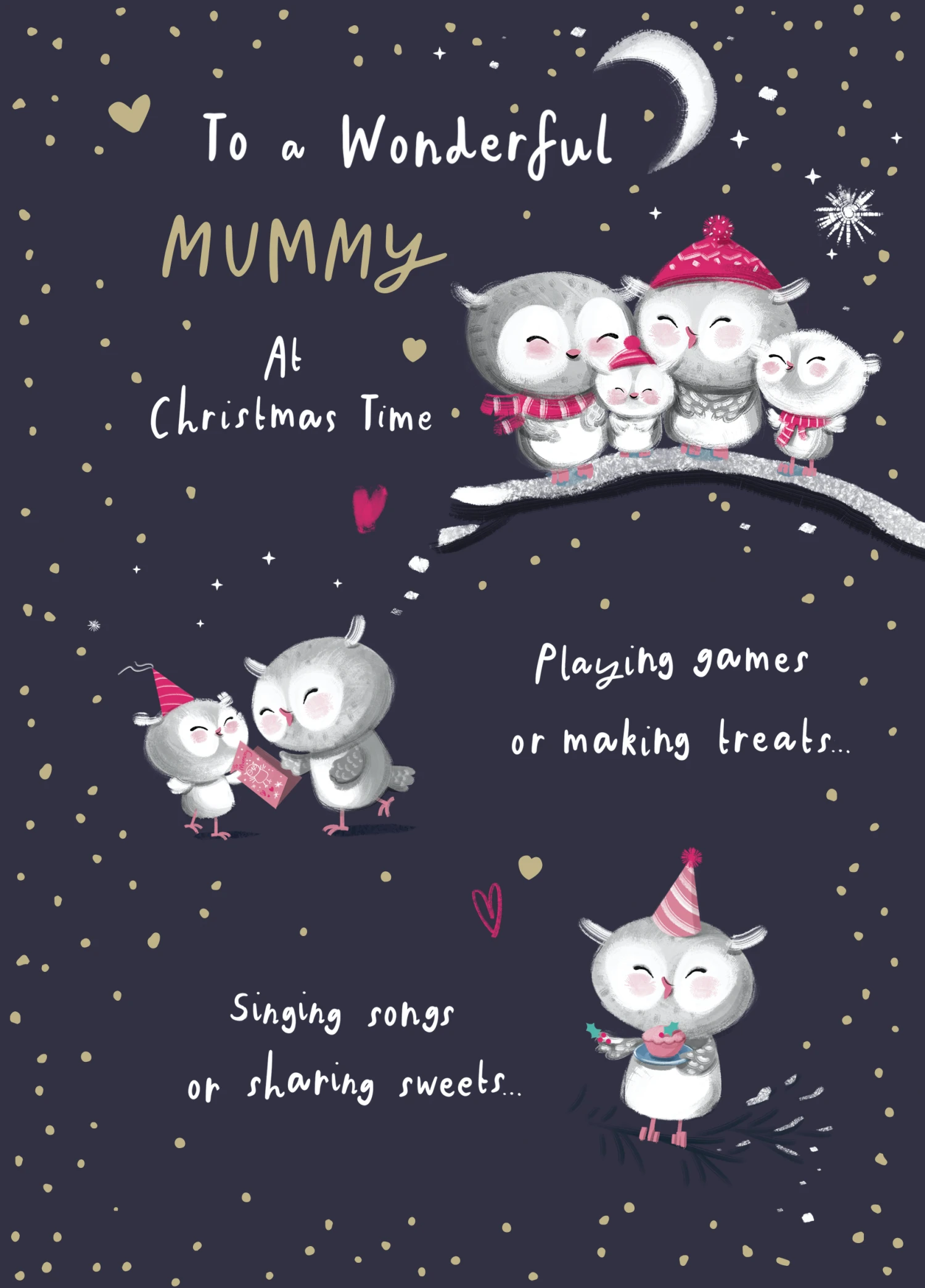 Pod Personalised Mummy Cute Owls Verse Christmas Card 1 Pod Personalised Mummy Cute Owls Verse Christmas Card