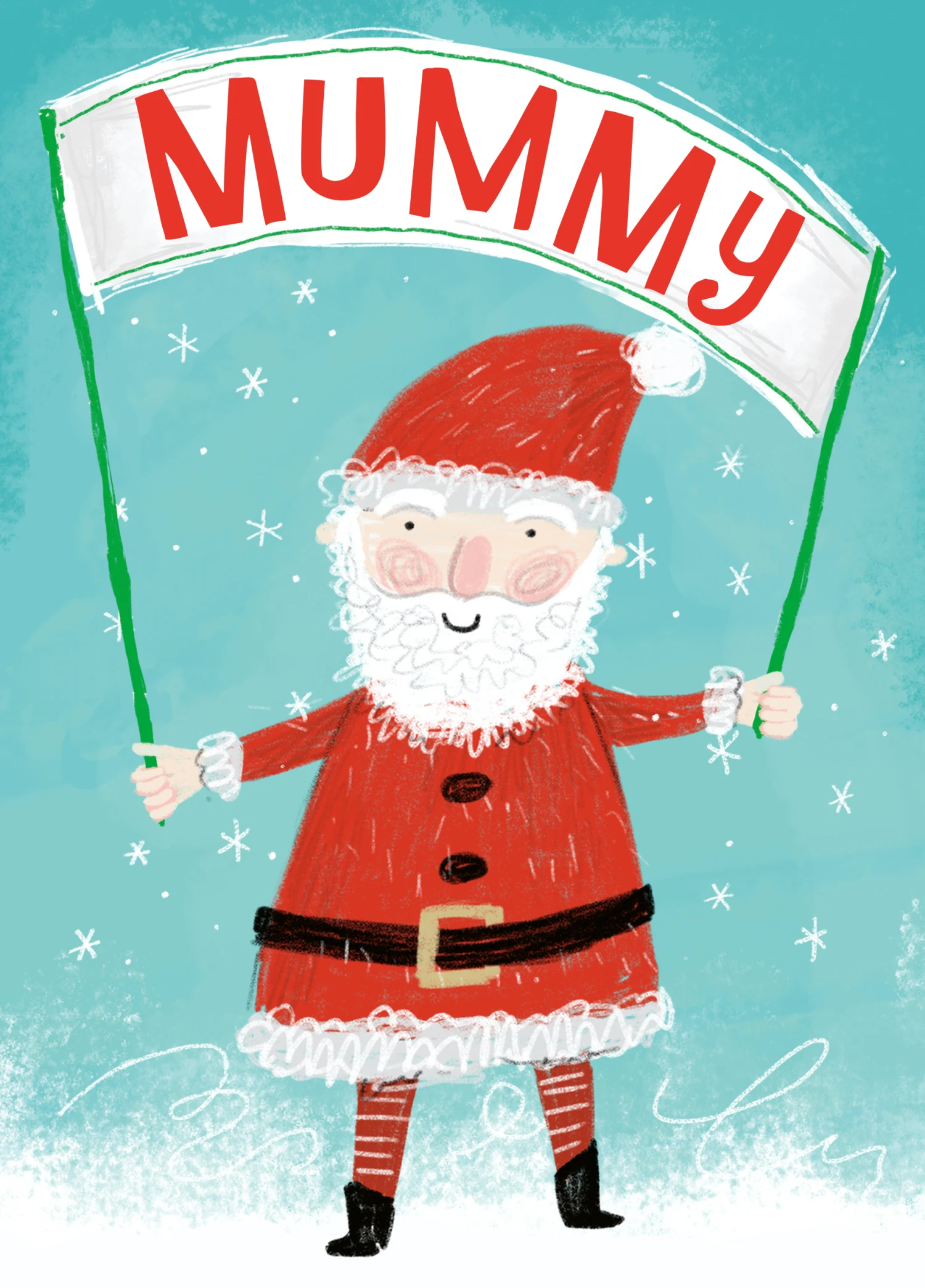Pod Personalised Mummy Santa Banner Kids Christmas Card 1 Pod Personalised Mummy Santa Banner Kids Christmas Card
