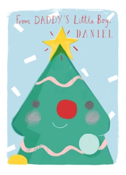 Pod Personalised Daddy From Little Boy Tree Face Christmas Card