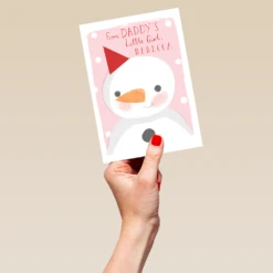 Pod Personalised Daddy From Little Girl Snowman Christmas Card -Pod Shop F3006100 hand L