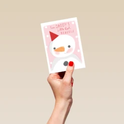 Pod Personalised Daddy From Little Girl Snowman Christmas Card -Pod Shop F3006100 hand S