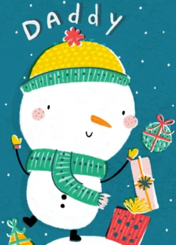 Pod Personalised Daddy Fun Snowman Kids Christmas Card