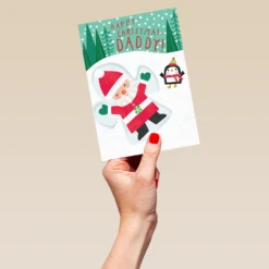 Pod Personalised Daddy Fun Santa Penguin Kids Christmas Card -Pod Shop F3006102 hand L