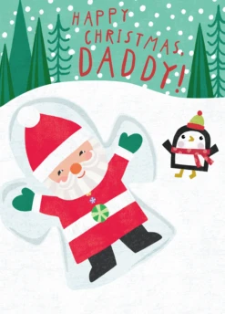 Pod Personalised Daddy Fun Santa Penguin Kids Christmas Card