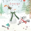Pod Personalised Daddy From Little Boy Cute Snowman Raccoons Christmas Card