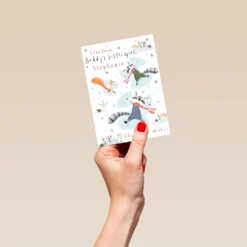 Pod Personalised Daddy From Little Girl Snow Angel Raccoons Christmas Card -Pod Shop F3006105 hand S