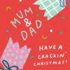 Pod Personalised Mum & Dad Cracker Pull Christmas Card