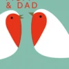 Pod Personalised Mum & Dad Robins Heart Modern Christmas Card