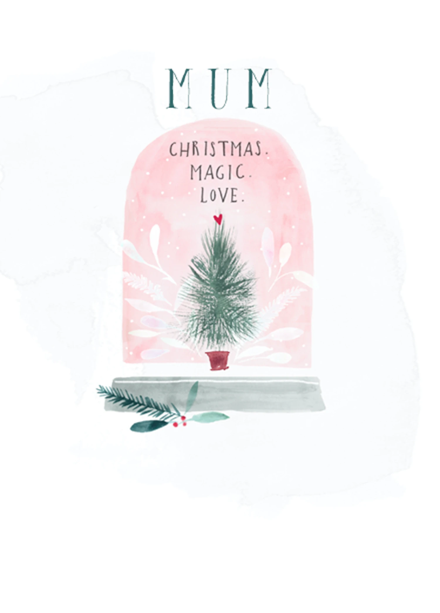 Pod Personalised Mum Tree And Snowglobe Contemporary Christmas Card 1 Pod Personalised Mum Tree And Snowglobe Contemporary Christmas Card