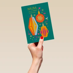 Pod Personalised Mum Fun Retro Colourful Baubles Christmas Card 9 Pod Personalised Mum Fun Retro Colourful Baubles Christmas Card -Pod Shop F3006114 hand L
