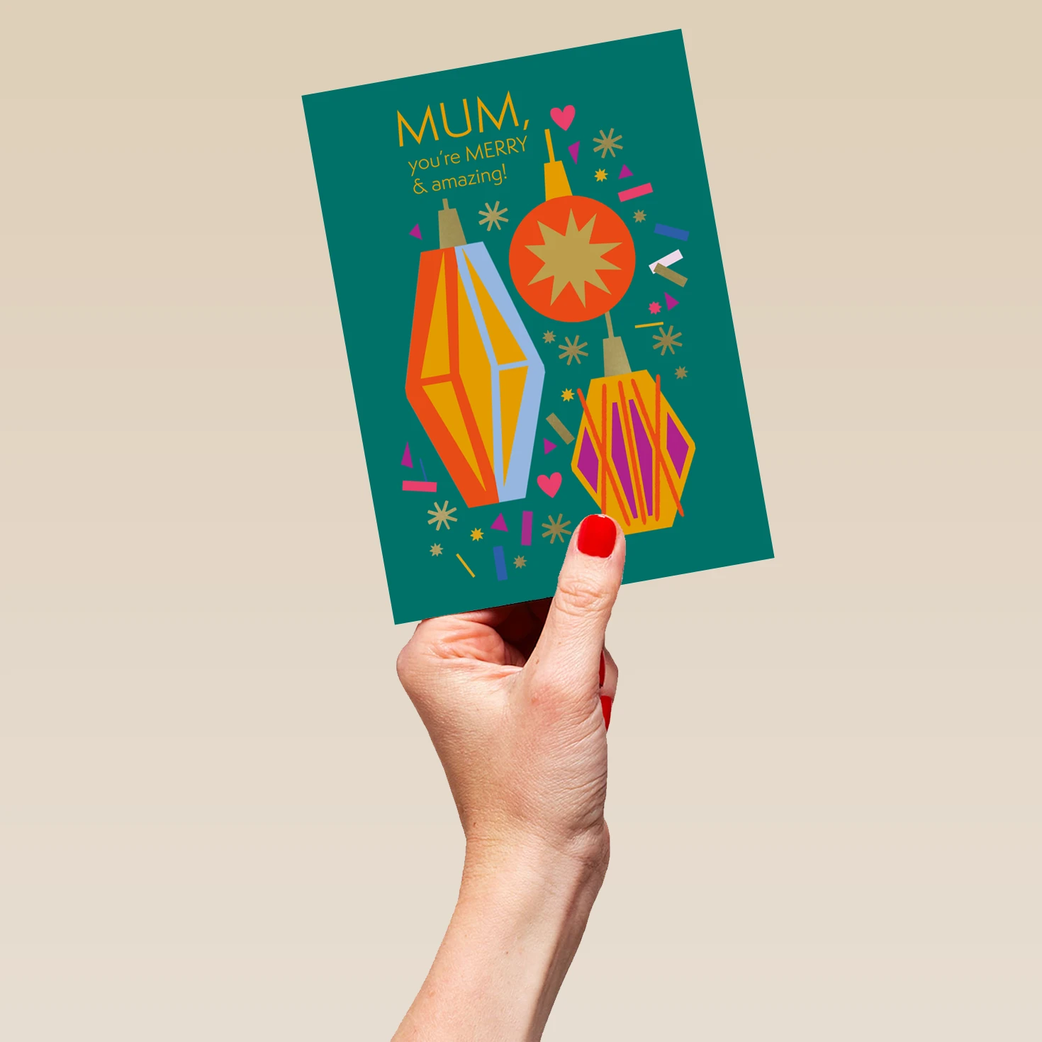 Pod Personalised Mum Fun Retro Colourful Baubles Christmas Card 5 Pod Personalised Mum Fun Retro Colourful Baubles Christmas Card - Image 5