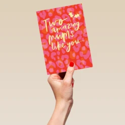 Pod Personalised Mums Both Amazing Gold Text & Leopard Spot Christmas Card -Pod Shop F3006117 hand L