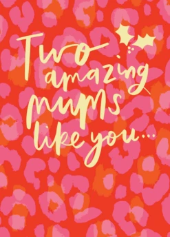Pod Personalised Mums Both Amazing Gold Text & Leopard Spot Christmas Card