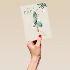 Pod Personalised Dad Tree Stars & Leaves Traditional Christmas Card -Pod Shop F3006119 hand L