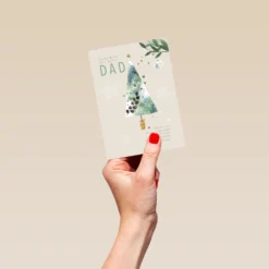 Pod Personalised Dad Tree Stars & Leaves Traditional Christmas Card -Pod Shop F3006119 hand S