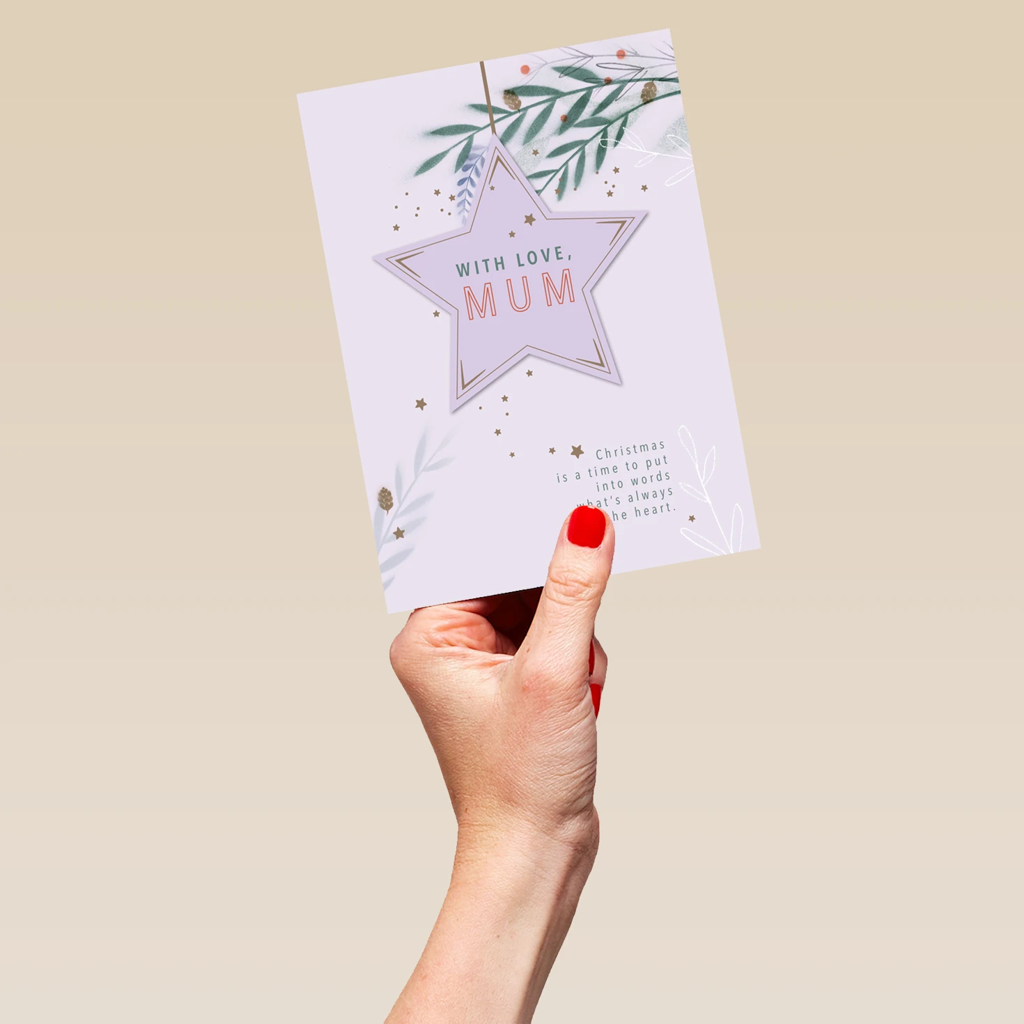 Pod Personalised Mum Star Bauble & Leaves Traditional Christmas Card 5 Pod Personalised Mum Star Bauble & Leaves Traditional Christmas Card - Image 5