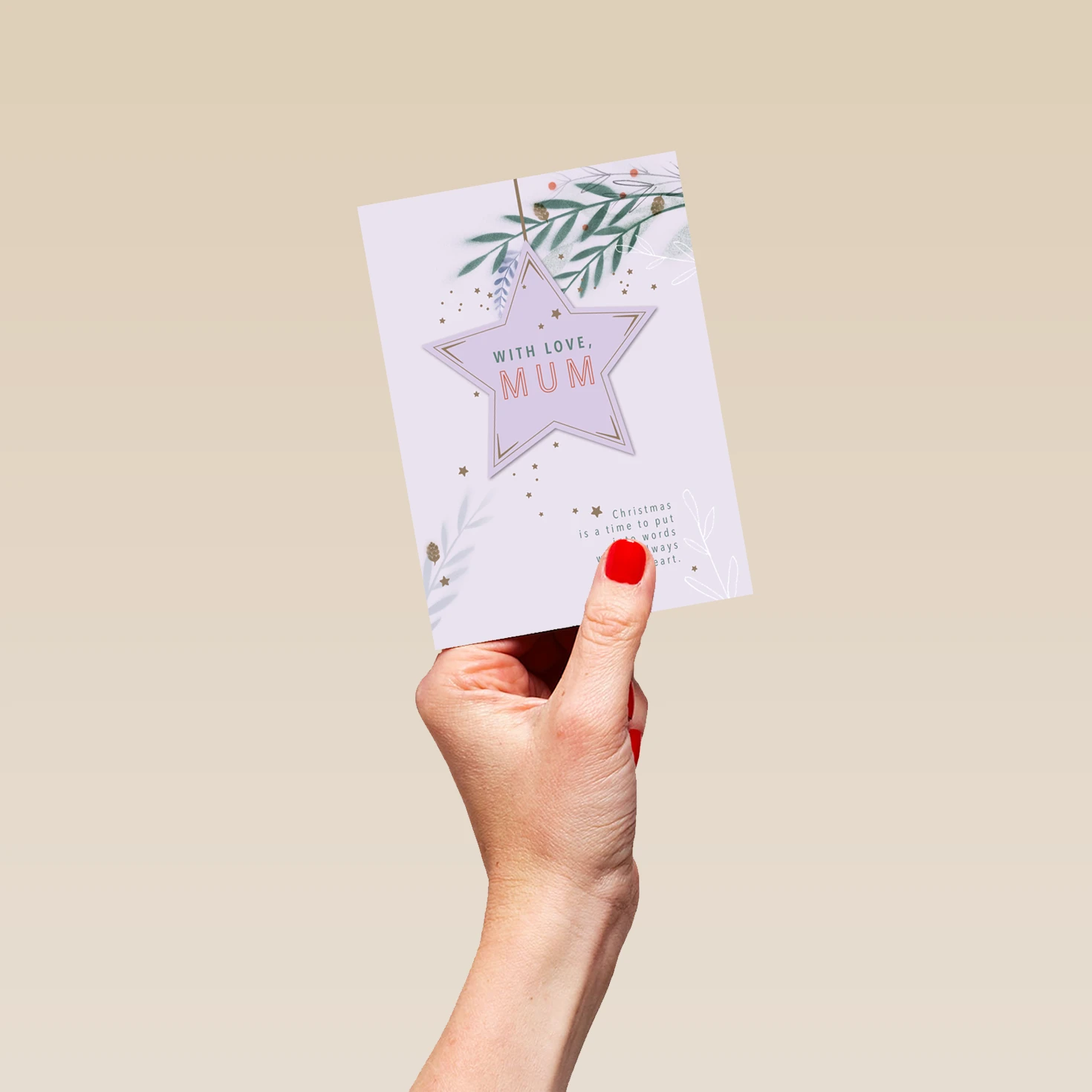 Pod Personalised Mum Star Bauble & Leaves Traditional Christmas Card 4 Pod Personalised Mum Star Bauble & Leaves Traditional Christmas Card - Image 4