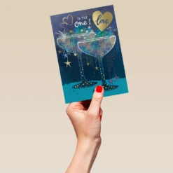 Pod Personalised Sparkly Champagne Glasses Christmas Card For One I Love -Pod Shop F3006124 hand L