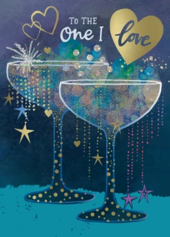 Pod Personalised Sparkly Champagne Glasses Christmas Card For One I Love